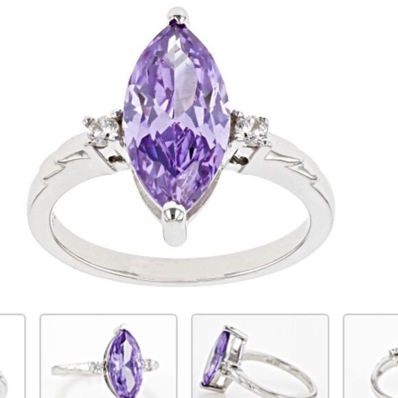 Bella Luce Ring, Lavender and Diamond Cubic Zirconium in Sterling Silver, Size 9 - Picture 3 of 9